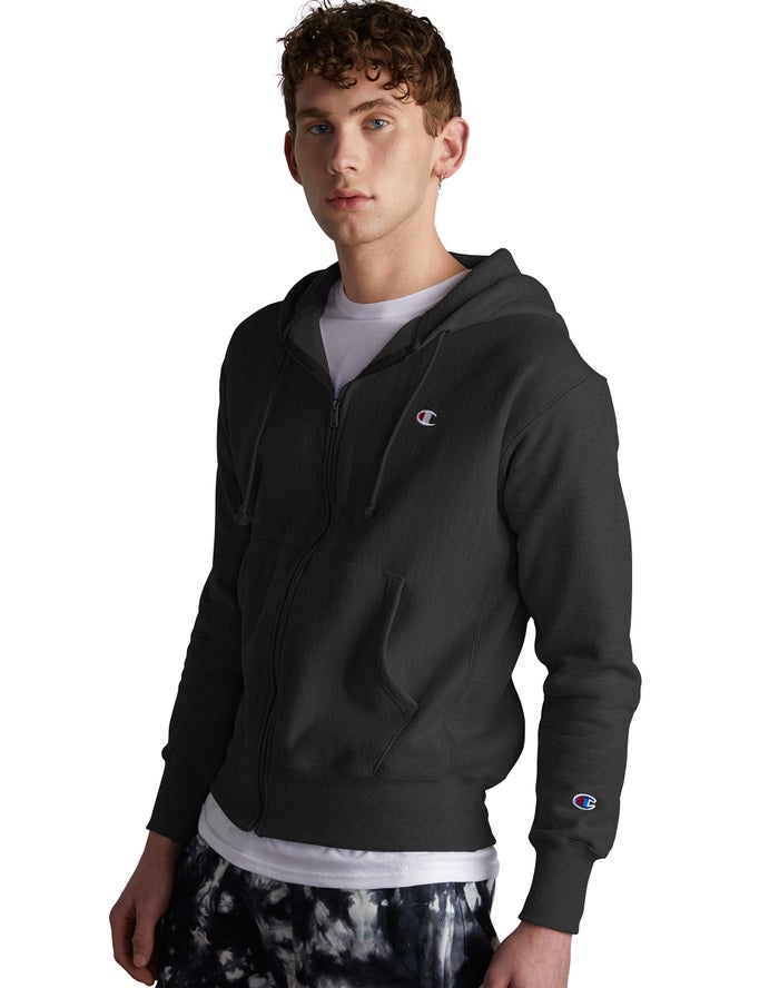 Champion Reverse Weave Full Zip C Logo Hoodie Heren - Zwart - Belgie 1275CYAHM